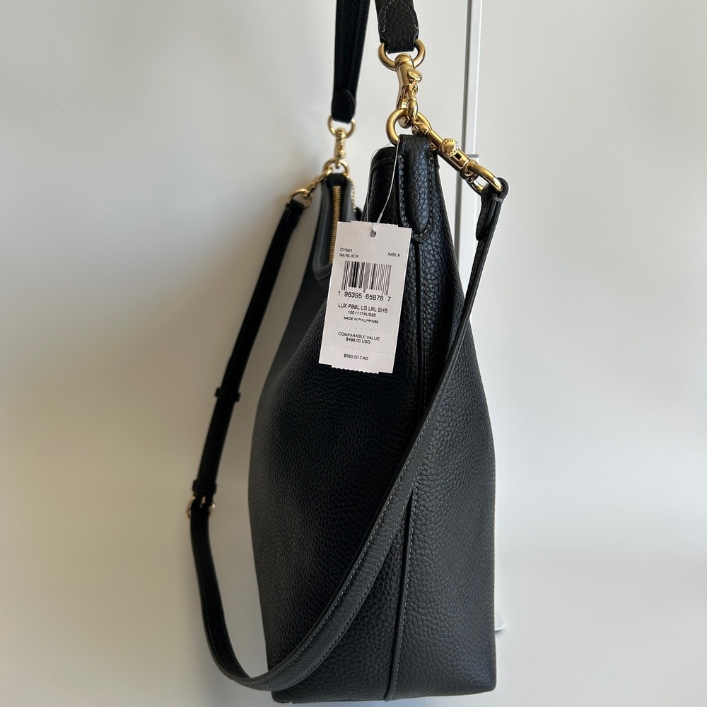 Coach Laurel Black Pebbled Leather Shoulder Bag NWT - Picture 3 of 9